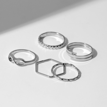 Ring set 5 pieces "perfect fingers" subtlety, color silver-1