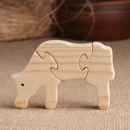 Harvesting for creativity mini puzzles "cow", wood, 7x10.5 cm