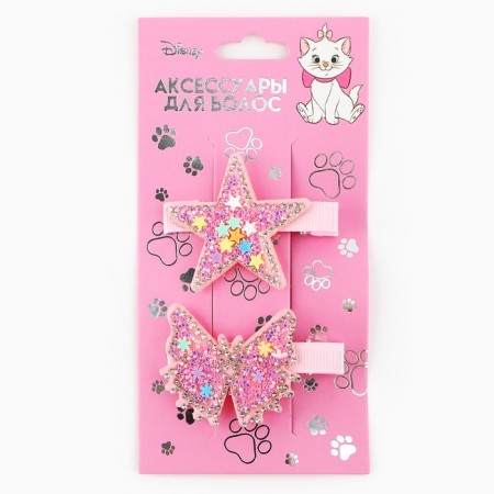 Hair clip, butterfly, star, 2 pcs, 5.5 cm, cats aristocrats