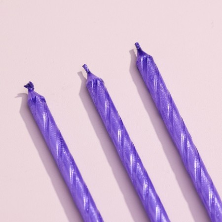 Candles for the cake "Classic" with a stand, 13 cm, 6 pcs, lilac-2