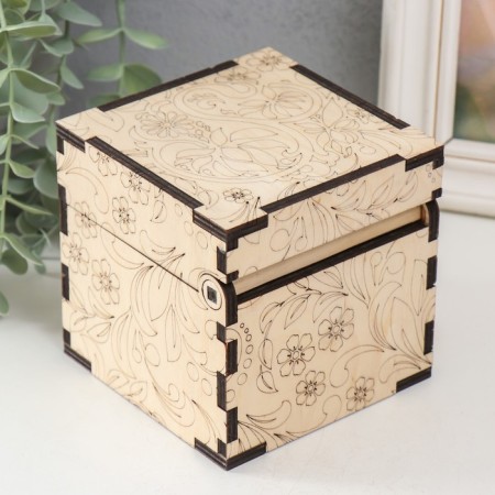 Casket-KUB for mural "monogram" 10.7x10.7x10.7 cm, plywood 6mm-3