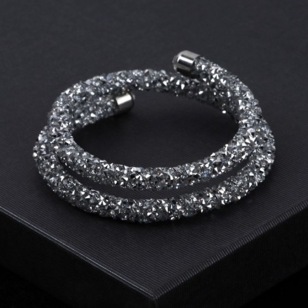 Bracelet-spring "Chantal" 2 rows, color silver, d = 7 cm-2