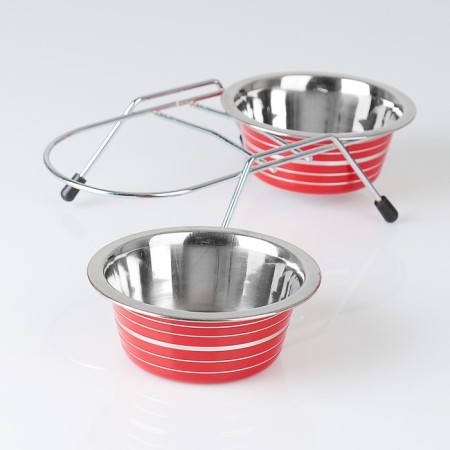 A set of 2 colored bowls on a stand, 2 x 225 ml-4