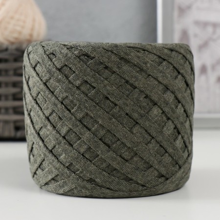 Knitted yarn "Ribbon" 85m/170 ± 5 g (khaki)