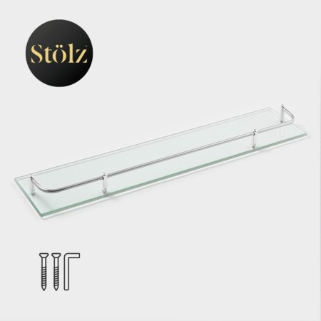 Bathroom shelf, 50 × 12 × 4 cm, metal, glass