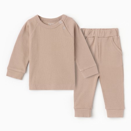 Kit for children (T-shirt/pants), dark beige color, height 74-80 (9 -12 m)