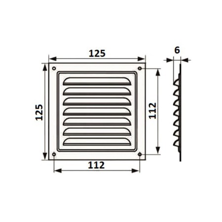 Ventilation grate "Space" RM1212, 125 x 125 mm, with a grid, metal, white-3