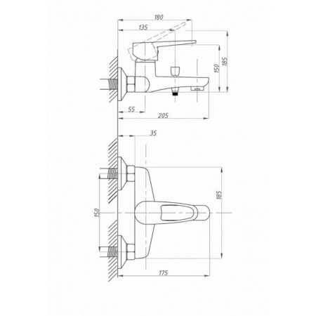 FAUZT FZS-840-126 bath mixer, single-leaf, shower set, chrome-3
