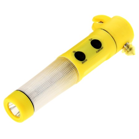 Emergency hammer for magnet, flashlight, seat belt, yellow