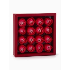 A set of soap roses in a box 16 pieces, pink-white