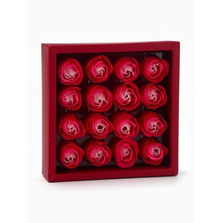 A set of soap roses in a box 16 pieces, pink-white