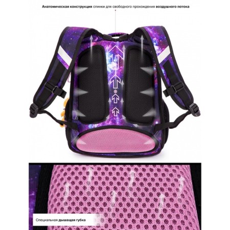 School backpack, 37 x 30 x 16 cm, ergonomic back, Skyname R2, + keychain bear, purple R2-199-5