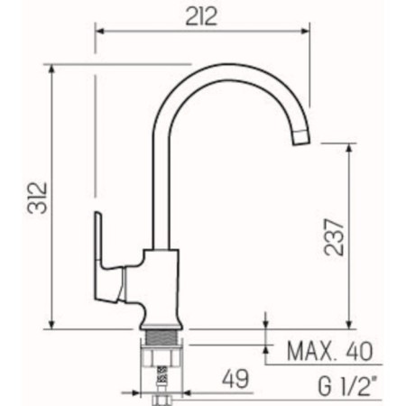 Kitchen mixer "RMS" SL123W-017F, single-leaf, cartridge 35 mm, white/chrome-4