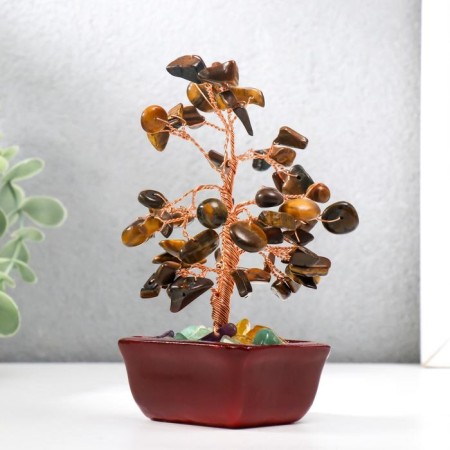 Bonsai souvenir 60 stones "Cash tree with tiger crystals" 13x7x5 cm-3