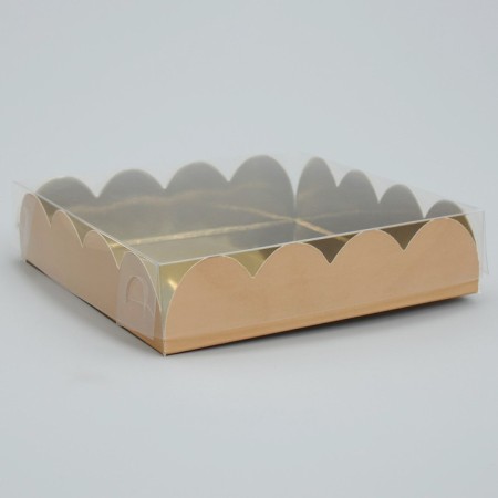 Cookie box, confectionery packaging with PVC lid, "sparkling", 13 x 13 x 3 cm-1