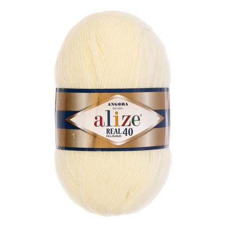 Yarn "Angora Real 40" 60% acrylic, 40% wool 430m/100g (01 cream)-1