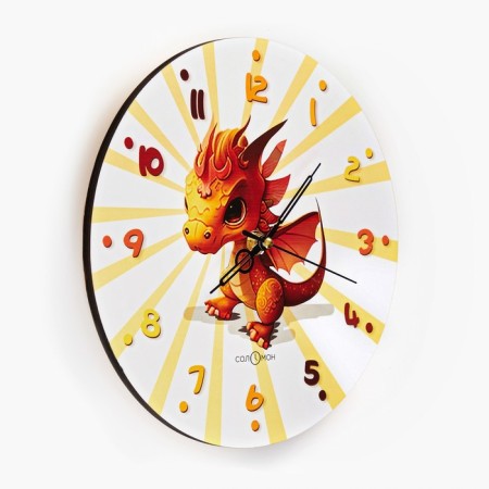Wall clock, series: children's, "dragon", discrete move, d-23.5 cm-1