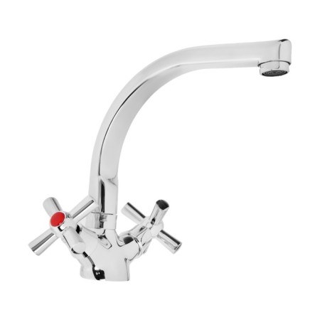 Kitchen mixer Zein Z7215, two-wound, Cran-boux brass 1/2, brass, chrome-3