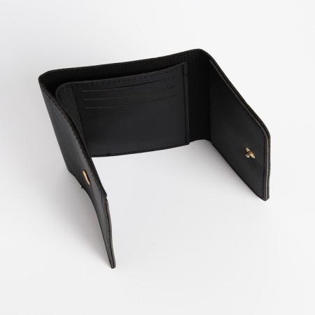 Women's wallet on the button, black color-3