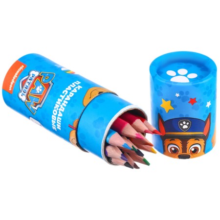 Colored pencils in a tube, 12 colors, trihedral, puppy patrol-6