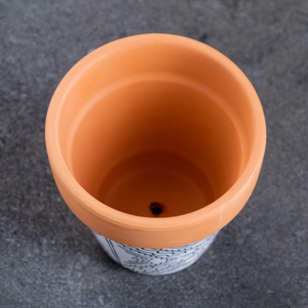 Pot "Trapezius" Terracott with a pattern, 10x9cm, mix-8