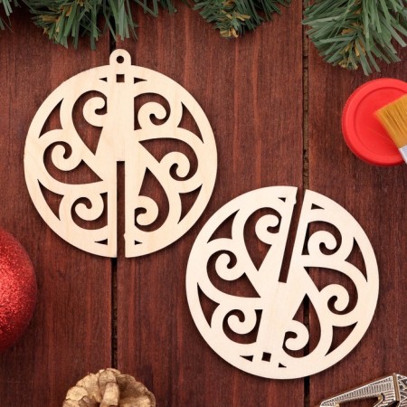 Wooden toy on the tree "curls", ball, diameter 8 cm-1