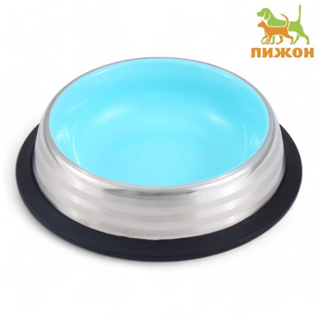 A bowl with a non-slip base, 225 ml, silver-blue