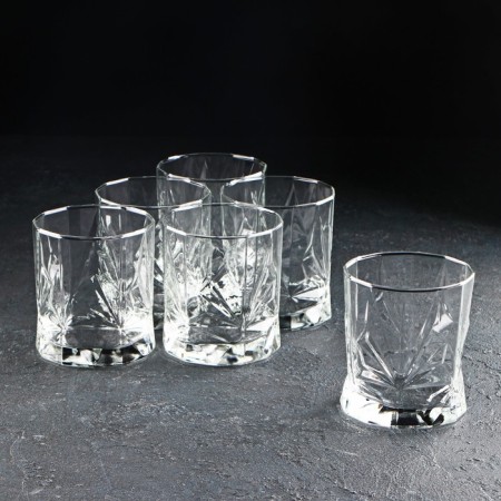 A set of low glass glasses "Rosh", 340 ml, 6 pcs