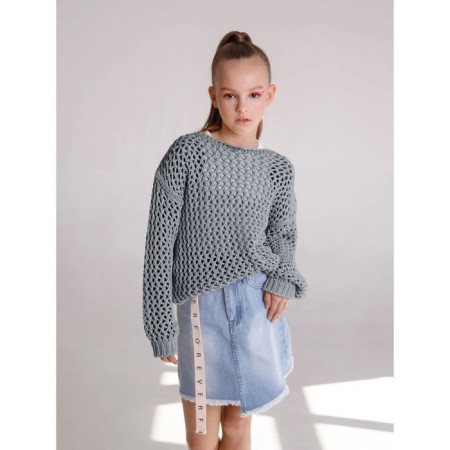 Свитер для девочки Amarobaby Knit Trend, рост 128 см, цвет серый-11