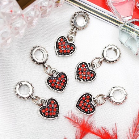 Suspension "Heart", red color in silver-1