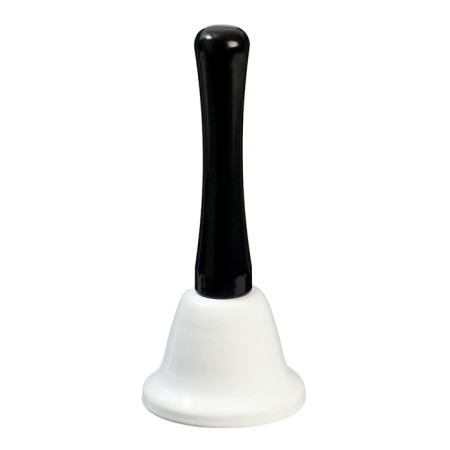 Metallic bell, desktop call "Funk", 12.5 x 5 cm, white