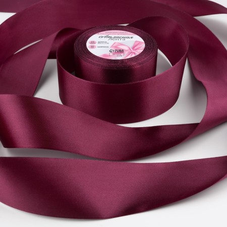Satin tape, 50 mm × 23 ± 1 m, eggplant color No. 252