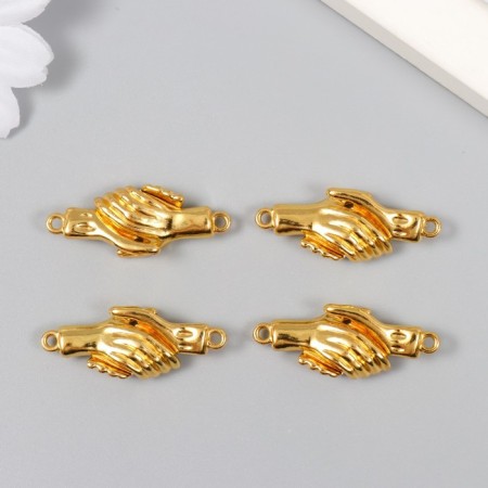 Magnetic metal fastener "Hands" gold 3x1.3 cm-1