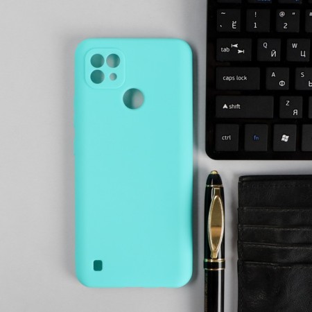 Pero cover, for Realme C21, silicone, turquoise phone