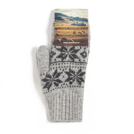 Women's mittens from Mongolian wool, gray color, size 17-19 (6.5-7.5)-1