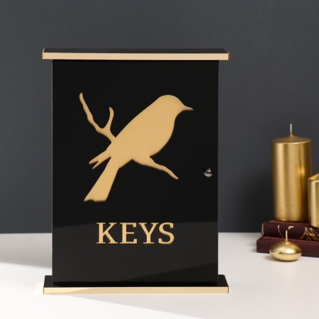 Keywater tree "Bird on a branch" Black, mirror 6x22.3x29.5 cm