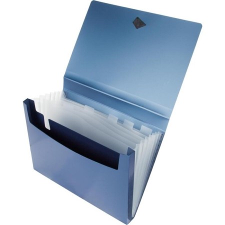 Folder-carte, A4, 6 departments, 800 μm, calligrata top "Mistral", elastic band, embossing, blue metallic-3