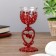 Climber Plastic, glass on 1 candle "Triple Heart" glass on the leg red 15x6.3x6.3cm