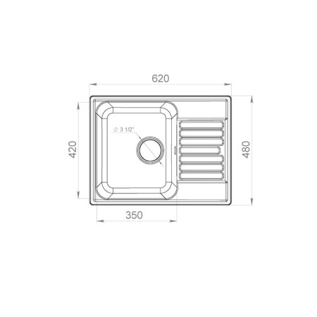 Granfest ECO-13, 620x480 mm Kitchen Washing Cilest, White Color-3