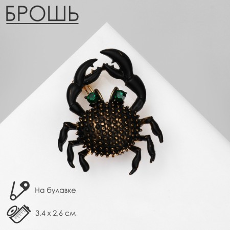 Brooch "Crab", black color in gold