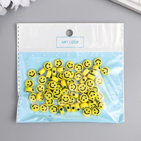 Beads for creativity Plastic "Yellow Smile" Circle set 20 g 0.5x1x1 cm-3