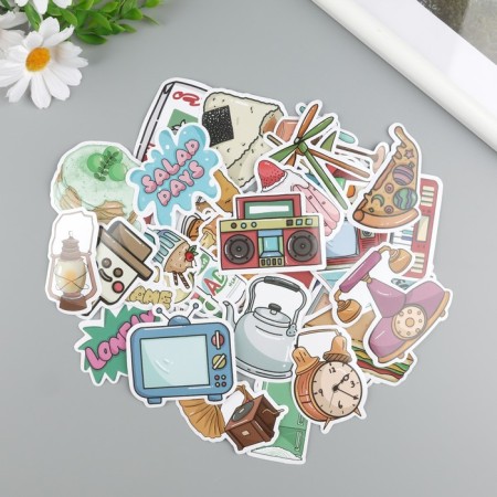 Stickers plastic "Invention" set 60 pcs 10x12 cm