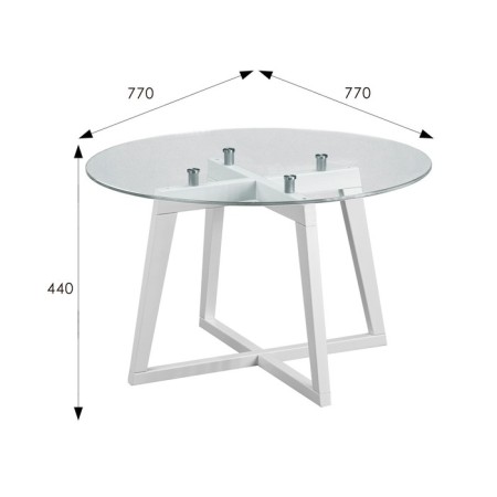 Gouring Rill table 445, 700x700x440, white/glass Transparent circle-2