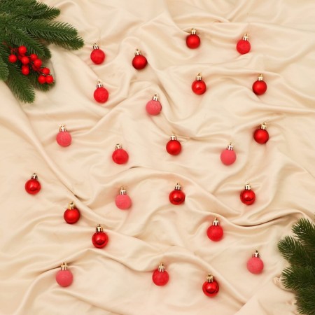 Set of balls plastic D-3 cm, 24 pcs "Tradition" crack, red