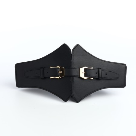 Women's belt, width 15 cm, black color-3