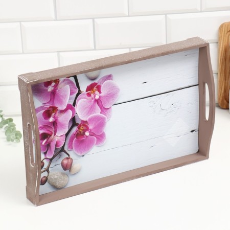 Wooden tray for breakfast "Orchid" 43x27.5x7 cm-1