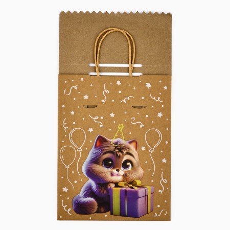 A package with a “Happy Birthday” valve, cat, craft, glitter, 19.5 × 10 × 25.2 cm-3