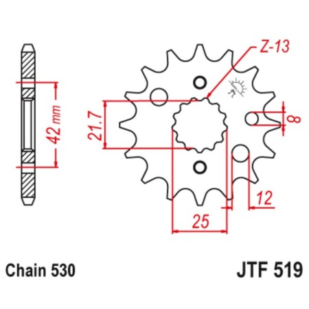 Leading star JT SPROCKETS JTF519-17, chain 530, 17 teeth