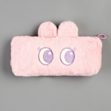 Penal school soft "bunny", 20x8 cm, plush, pink-1