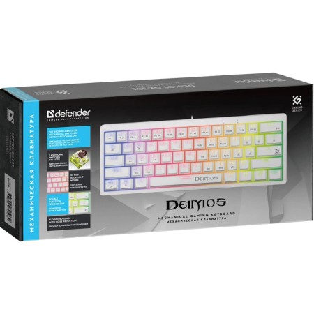 The keyboard Defender GK-303, game, wired, mechanical, backlight, 104 keys, USB, white-1